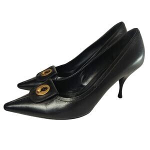 Vintage Black Yves Saint Laurent pointed toe pumps sz 39.5